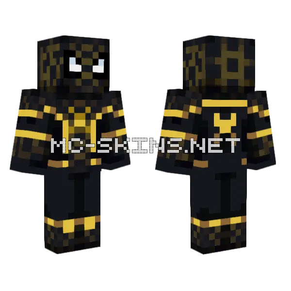 Spider Man Black Gold Suit Minecraft skin, front and back