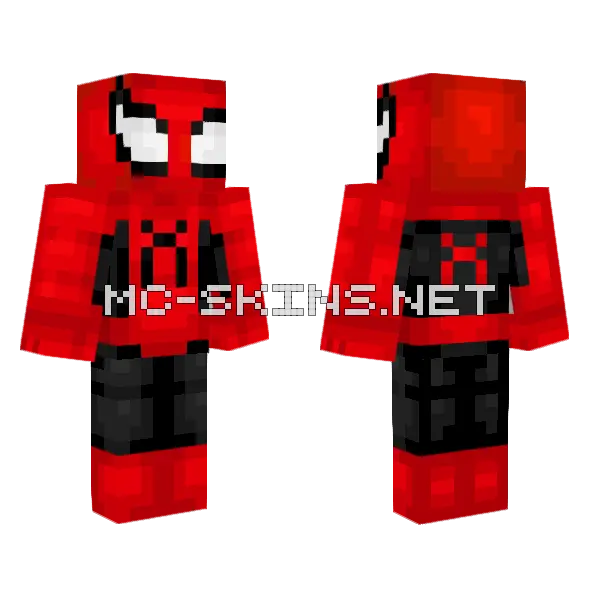 Spider-Man Black Red Skin Minecraft skin, front and back