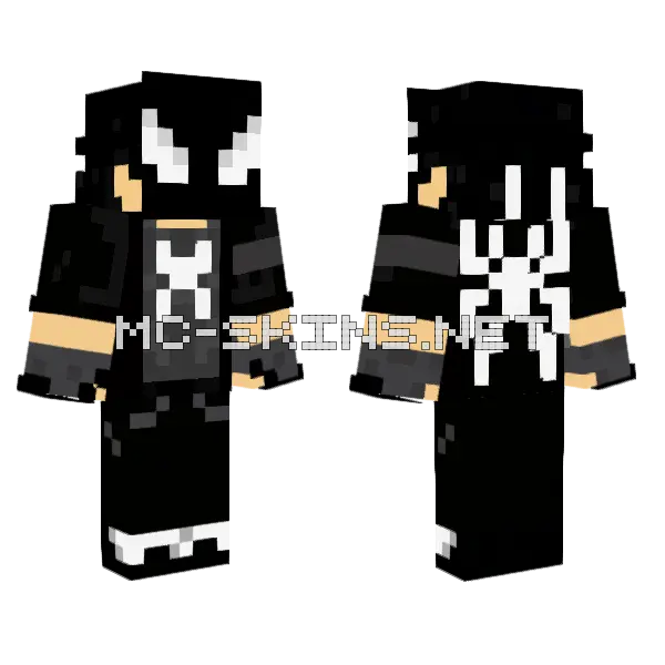 Spider-Man Black Suit Minecraft skin, front and back