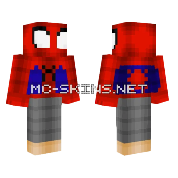 Spider-Man Jogging Suit Minecraft skin, front and back