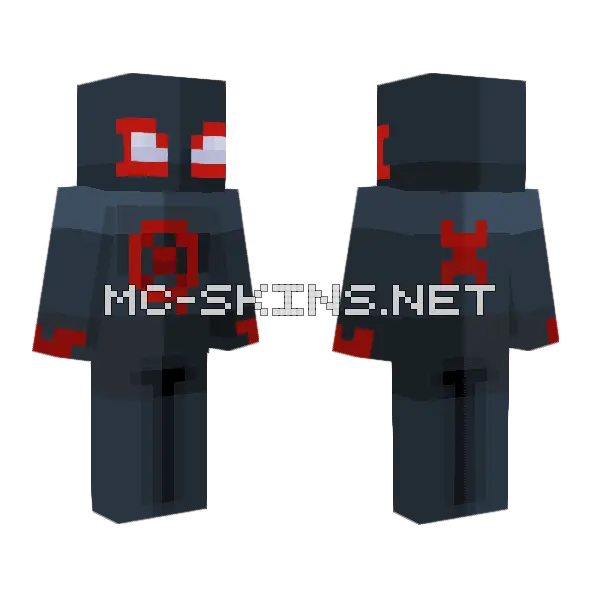 Spider-Man Miles Morales Minecraft skin, front and back