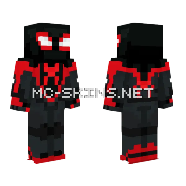 Spider-Man Miles Morales Minecraft skin, front and back