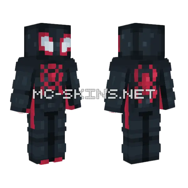 Spider-Man Miles Morales Minecraft skin, front and back