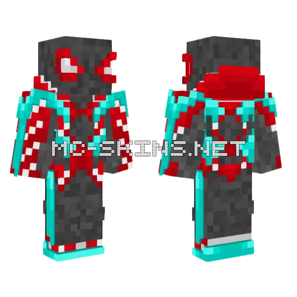 Spider-Man Miles Morales Evolved Suit Minecraft skin, front and back