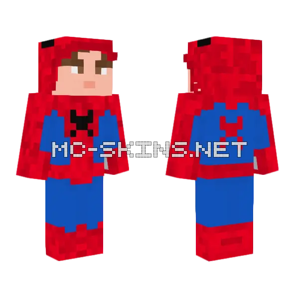 Spider-Man With Mask Up Minecraft skin, front and back