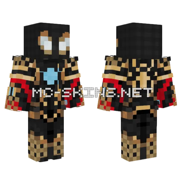 Spiderman Black And Gold Suit V2 Minecraft skin, front and back