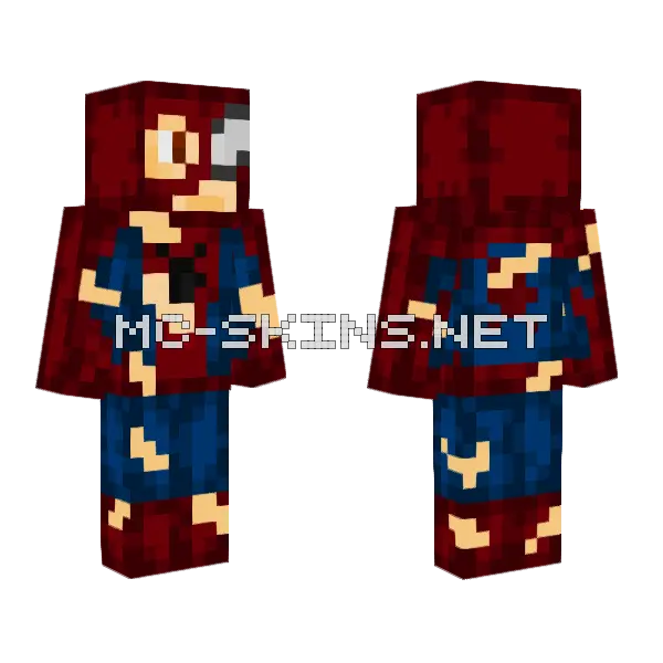 Spiderman Damaged Suit Minecraft skin, front and back