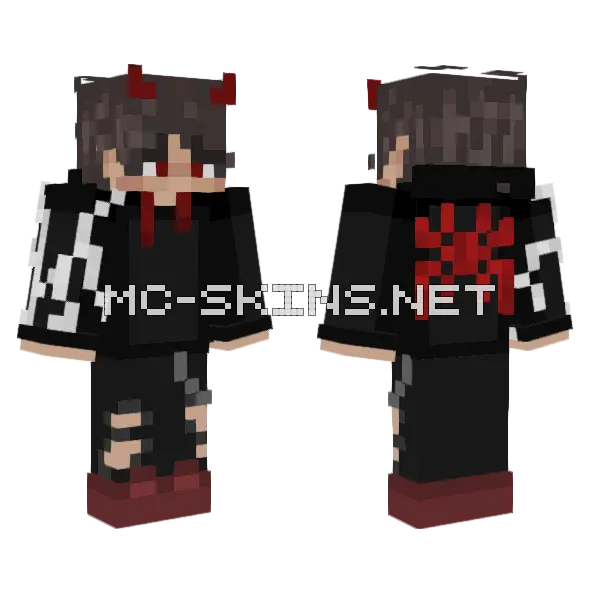 Spiderman Hoodie With Horns Minecraft skin, front and back