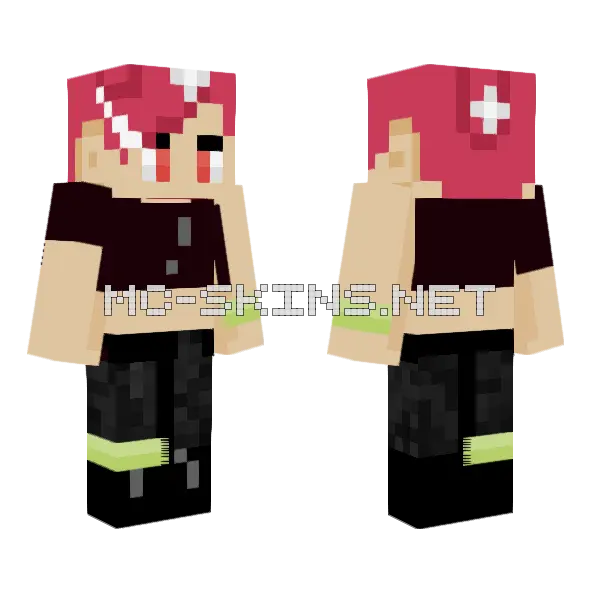 Splatoon Octoling Agent 8 Minecraft skin, front and back