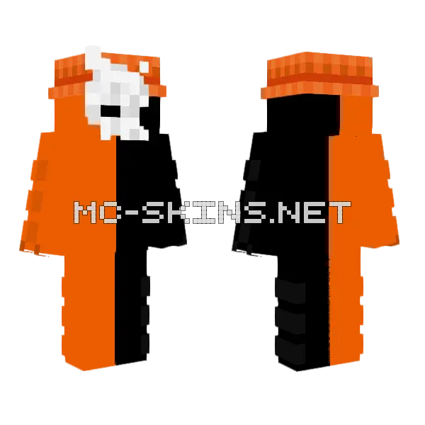 Split Orange Black Skin Minecraft skin, front and back