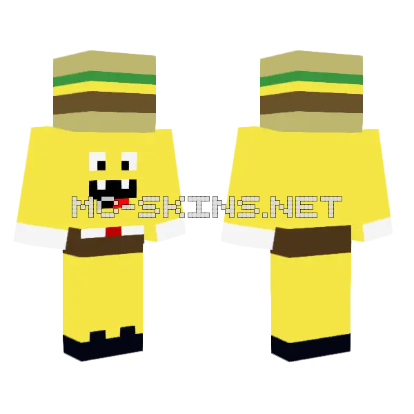 Spongebob Holding Burger Minecraft skin, front and back