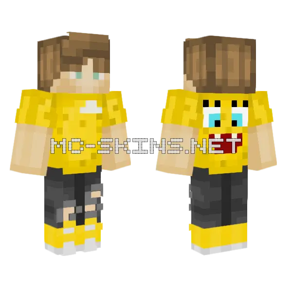 Spongebob Shirt Minecraft skin, front and back