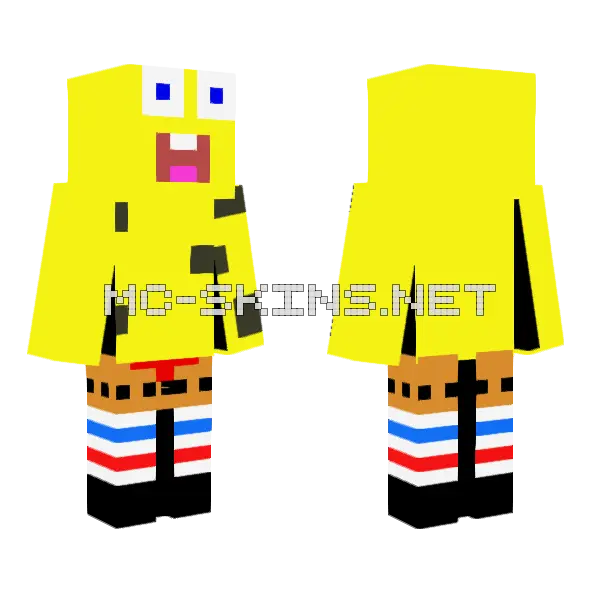 Spongebob Squarepants Minecraft skin, front and back