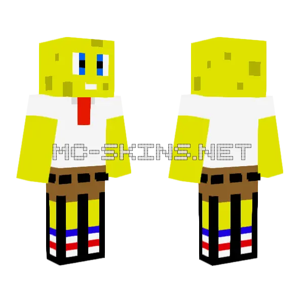Spongebob Squarepants Minecraft skin, front and back