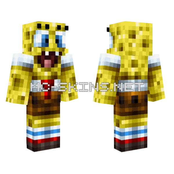 Spongebob Squarepants Minecraft skin, front and back