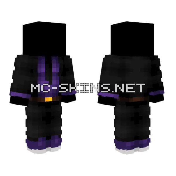 Spooky Black Purple Suit Minecraft skin, front and back