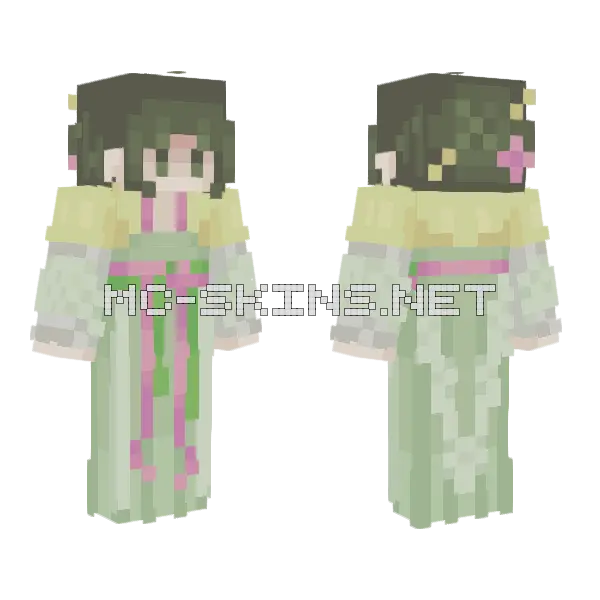 Spring Hanfu Minecraft skin, front and back