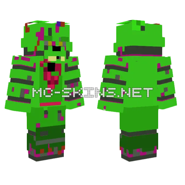 Springtrap V2 Minecraft skin, front and back