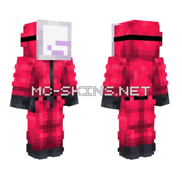 Squid Game Guard With Tenna Mask Minecraft skin, front and back