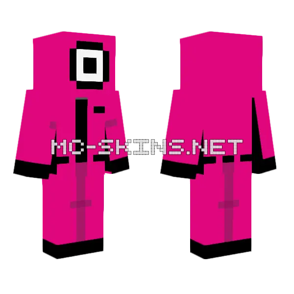 Squid Game Pink Guard Minecraft skin, front and back