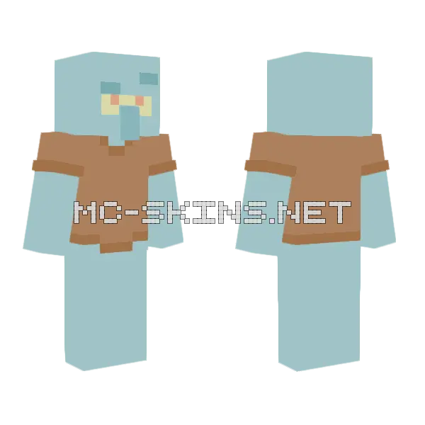 Squidward Tentacles Minecraft skin, front and back