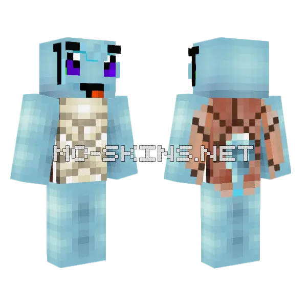 Squrtle Minecraft skin, front and back