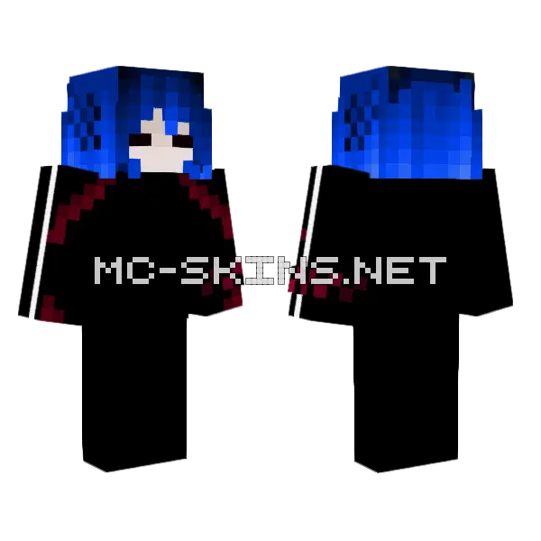 Ssaper44 Blue Hair Minecraft skin, front and back