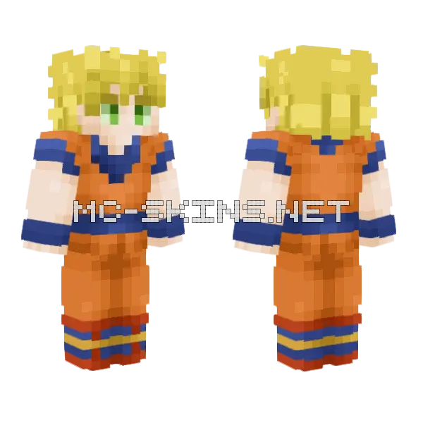 SSJ Goku Minecraft skin, front and back