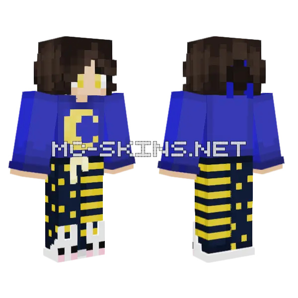 Star and Moon Pajamas Minecraft skin, front and back