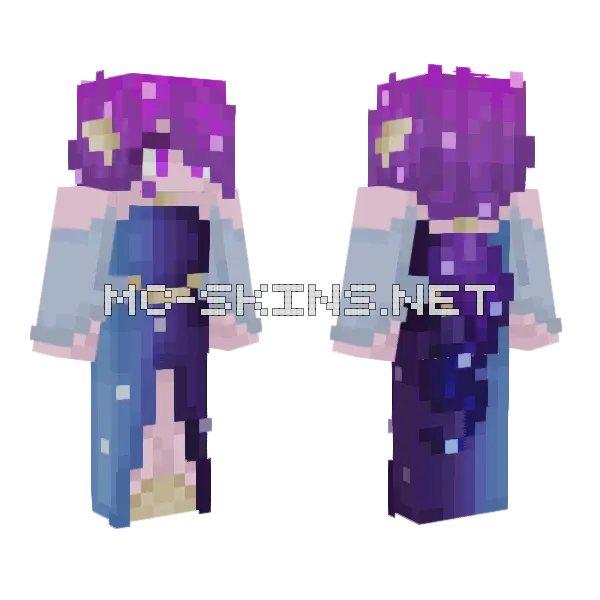 Starborn Girl Galaxy Dress Minecraft skin, front and back