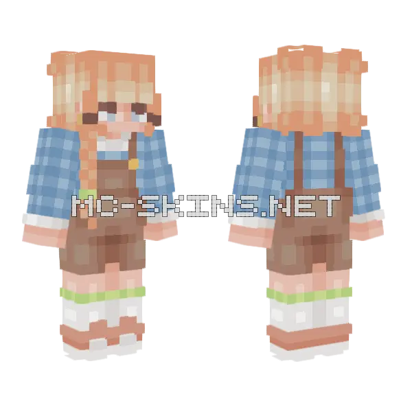 Stardew Valley OC Minecraft skin, front and back