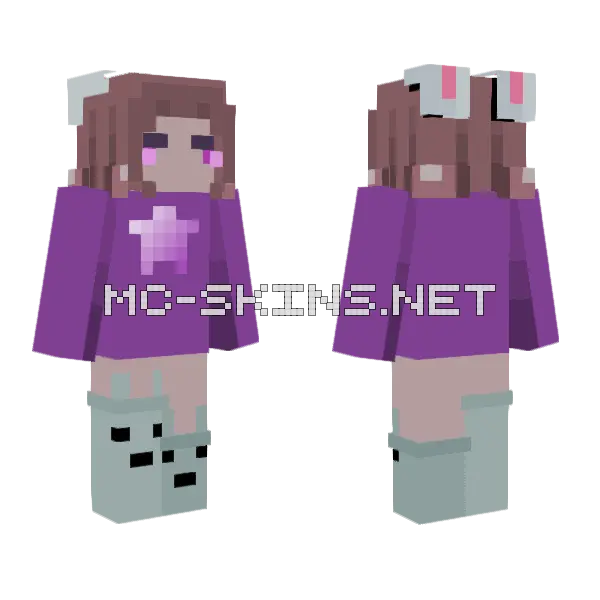 Starlight Bunny Minecraft skin, front and back