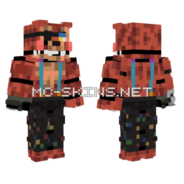 Starlight Foxy Minecraft skin, front and back