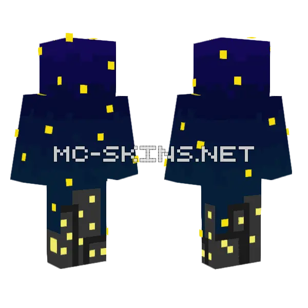 Starlit City Night Minecraft skin, front and back