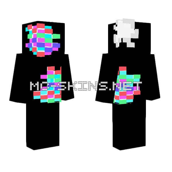 Static Glitch Effect Minecraft skin, front and back