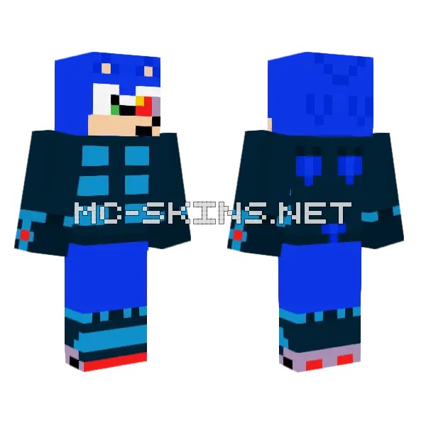 Stealth Suit Sonic V2 Minecraft skin, front and back