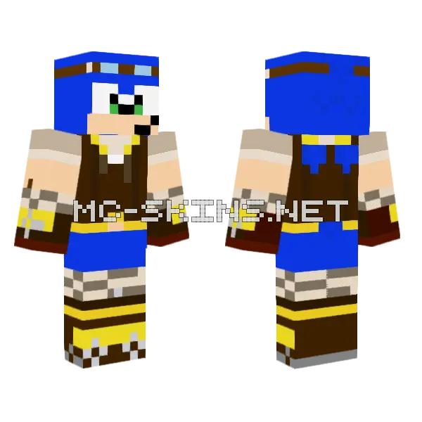 Steampunk Sonic Minecraft skin, front and back