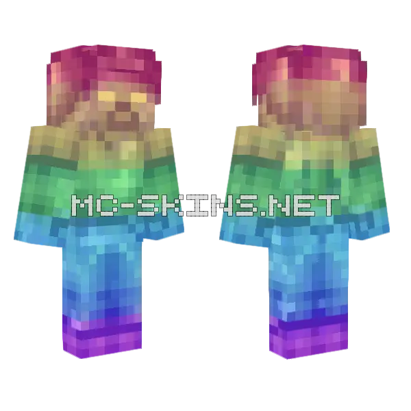 Stellar Rainbow Minecraft skin, front and back