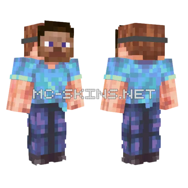 Steve Blue Outfit Minecraft skin, front and back