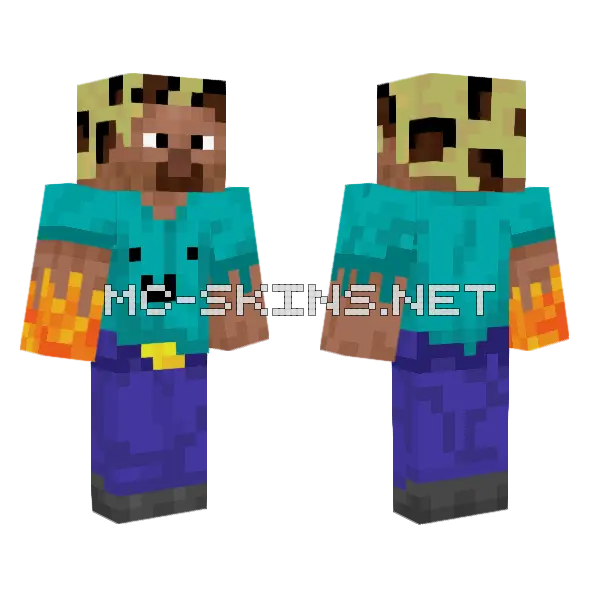 Steve Leopard Buzzcut Minecraft skin, front and back