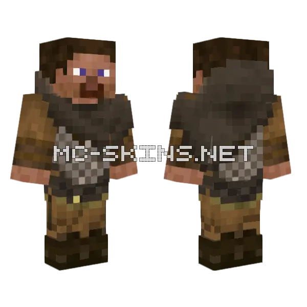 Steve Medieval Short Cloak Minecraft skin, front and back