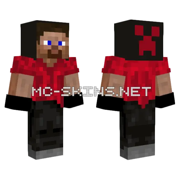 Steve Skin Red Shirt Black Pants Minecraft skin, front and back