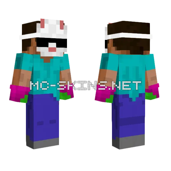 Steve With Bunny Mask Minecraft skin, front and back
