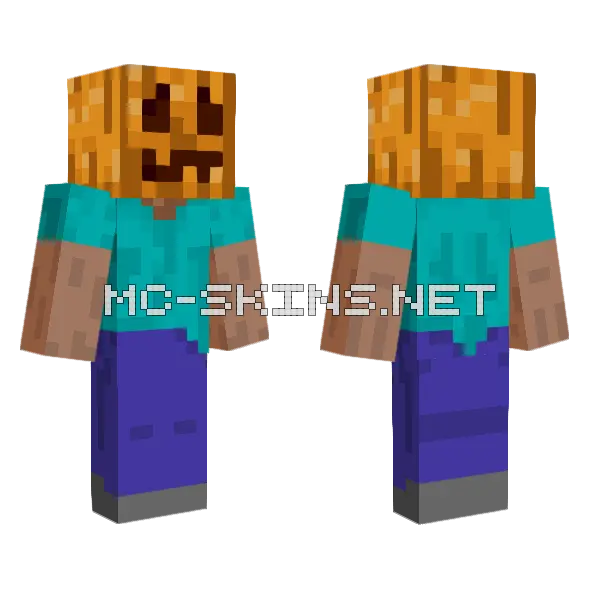 Steve With Pumpkin Head Minecraft skin, front and back