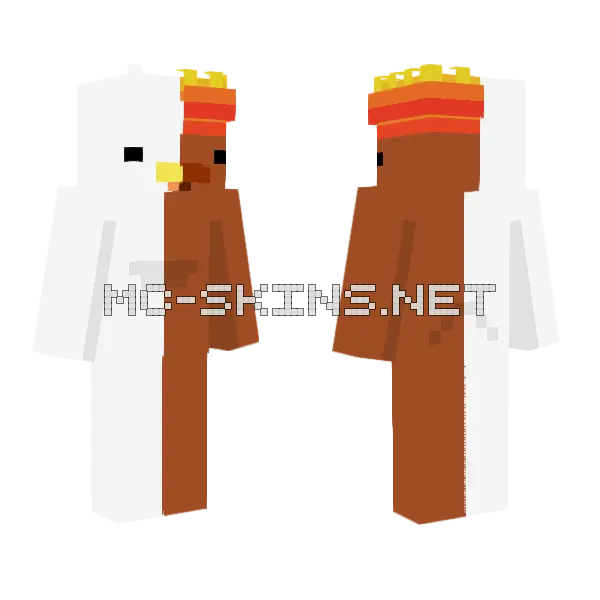 Steve's Lava Chicken Minecraft skin, front and back