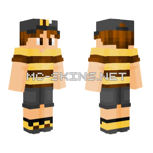 Stinger Bee Girl Minecraft skin, front and back