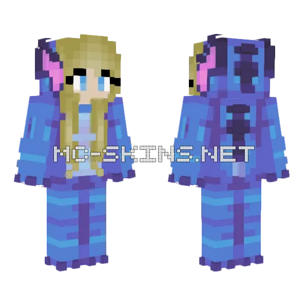 Stitch Onesie Dirty Blonde Female Minecraft skin, front and back