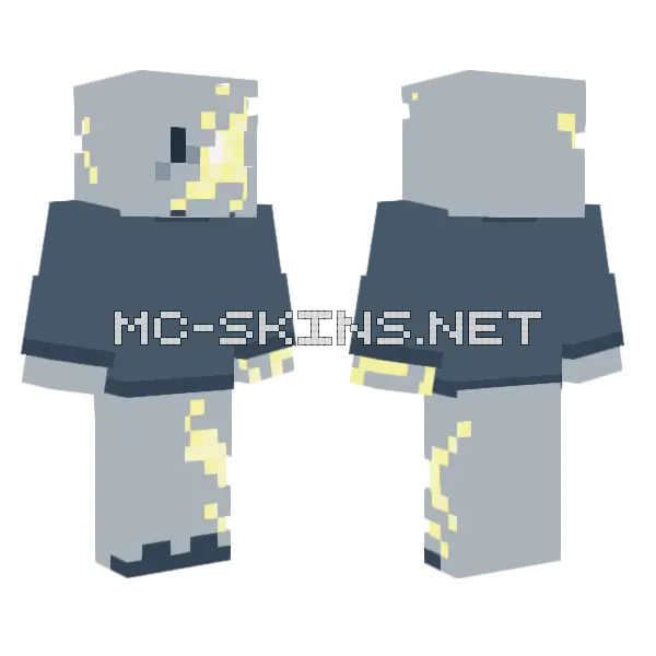 Stone Glowy Guy Minecraft skin, front and back