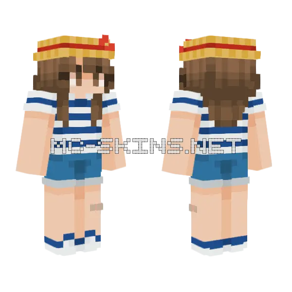 Straw Hat Girl Minecraft skin, front and back