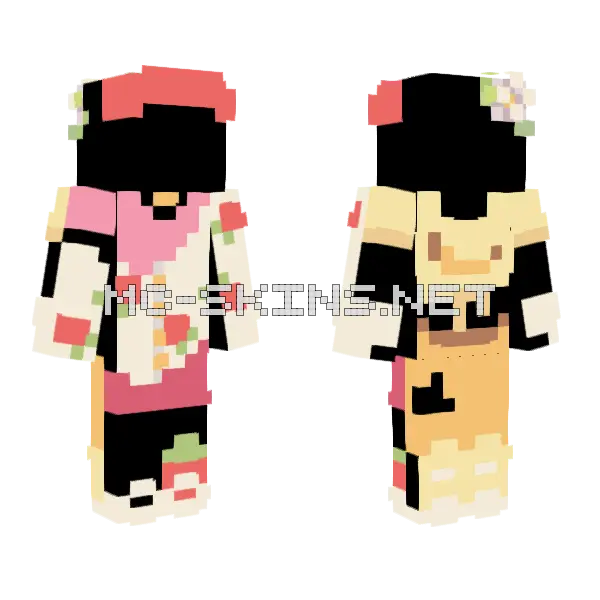 Strawberry Banana Smoothies Raffle Minecraft skin, front and back